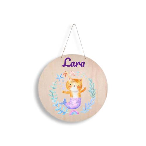 Türschild Katze Meerjungfrau Kinderzimmer Namensschild Name Kind