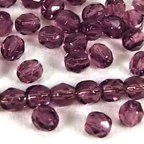 50 St. Böhm. Glasschliffperlen 4mm amethyst, glasbeads.  Glasperen, DIY Material BuntMixxDIY