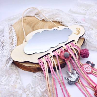 Haarspangenhalter | Kinderspiegel | Aufbewahrung Haarspangen | Geschenke für Kinder | Haarschmuck | Kinderzimmer