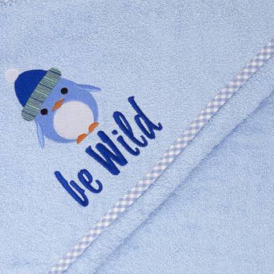Kapuzenhandtuch mit Namen, Motiv Pinguin, Babyhandtuch personalisiert, Badehandtuch mit Kapuze, Geschenk zur Taufe