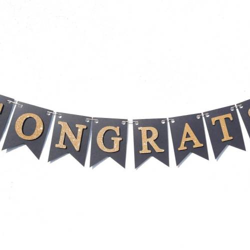 Congrats Glückwunsch Girlande in schwarz und gold Prüfung Bachelor Master Abitur Abschluss