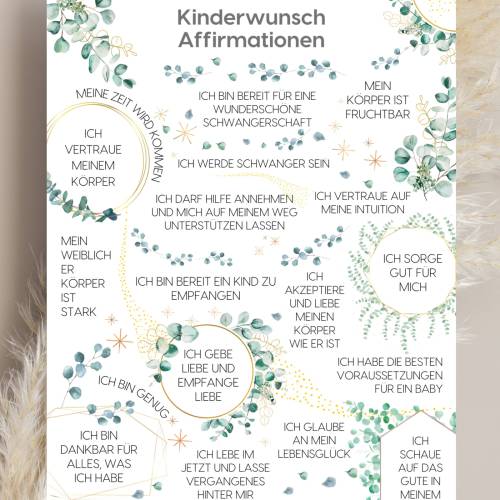 Kinderwunsch Affirmationsposter – 20 positive Glaubenssätze für Frauen mit Kinderwunsch & Schwangerschaft