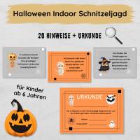 Halloween Indoor Schnitzeljagd mit 20 Hinweisen & Urkunde, Halloween Party Spielidee Bild 1