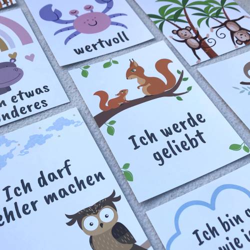 Positive Affirmationen für Kinder, 18 Karten mit positiven Glaubenssätzen, Stärkung Selbstbewusstsein