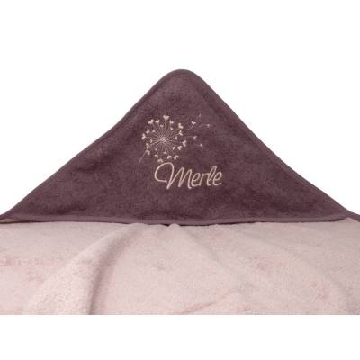 Kapuzenhandtuch mit Namen, Motiv Pusteblume, Babyhandtuch personalisiert, Badehandtuch mit Kapuze, Geschenk zur Taufe