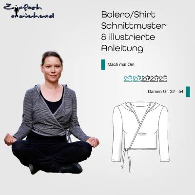 PDF Schnittmuster Damen Wickelshirt | Wickeljacke Größe 32-54 mit Kapuze oder Rundhals und weiteren Optionen