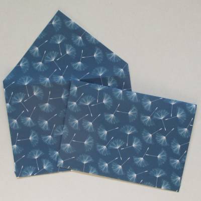 Briefumschlag, Geschenkumschlag, Schmuckkuvert Wünsch' Dir was, Pusteblume auf Blau, 4 Stück