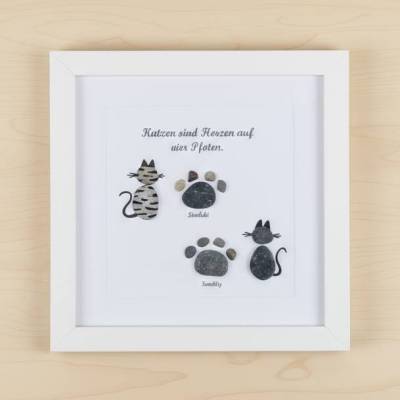Steinbild Pfotenliebe – Handgefertigtes Unikat für Katzenfans | STB-189