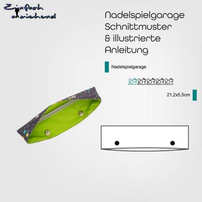 PDF Schnittmuster Nadelspielgarage, Nadelspiel für Transport sichern, ideales Nähanfänger Projekt, bebilderte Anleitung