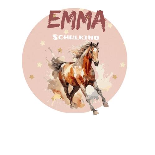Bügelbild Schultüte Pferd Pony Mädchen personalisiert
