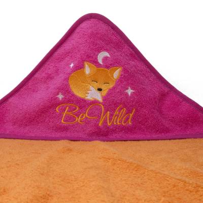 Kapuzenhandtuch mit Namen, Motiv Fuchs, Babyhandtuch personalisiert, Badehandtuch mit Kapuze, Geschenk zur Taufe
