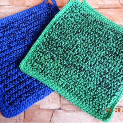 Zwei handgehäkelte große stylische Topflappen,Toplappenset,