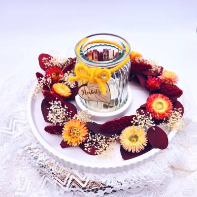 Herbstdeko Kranz | Tischkranz Deko | Kranz aus Trockenblumen | herbstliche Dekoration | herbstlicher Tischkranz mit Wind