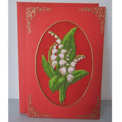 Glückwunschkarte, Gestickte Grußkarte, Klappkarte, Handarbeit