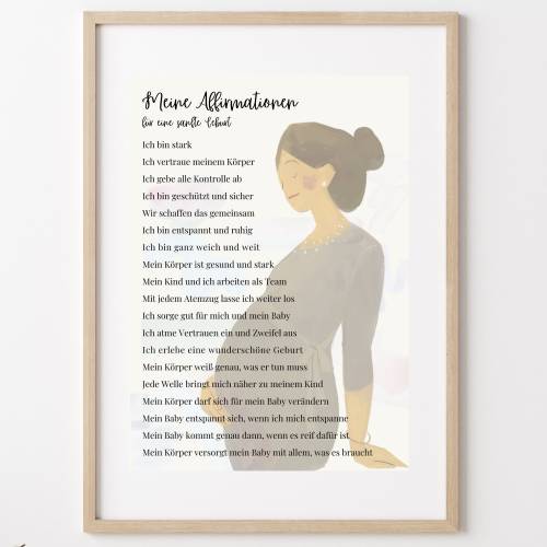 Affirmationsposter Schwangerschaft & Geburt – Hypnobirthing Poster zur Geburtsvorbereitung, Geschenk für Schwangere, Hebammenpraxis Deko