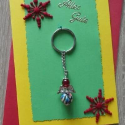 Schlüsselanhänger Engel inkl. Grußkarte und Briefumschlag (bunt)