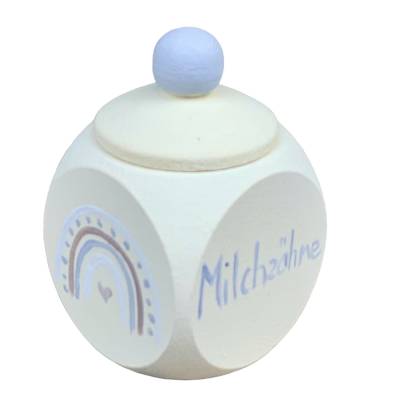 Personalisierte Milchzahndose Regenbogen & Stern aus Buchenholz – Zahndose mit Name und Wunschfarbe