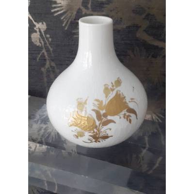 Vintage Porzellan Rosenthal Studio Line Vase Romanze Björn Wiinblad Weiss - Gold, Landhaus