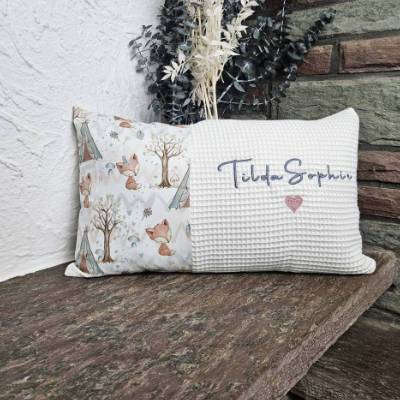 personalisertes Kissen zur Geburt, Geburtskissen, Babykissen mit Namen, Dekoration Kinderzimmer, Kissehülle 30x50 cm