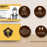 Kinderausweis Bauarbeiter für Kindergeburtstag Baustellenparty - Tolles Accessoire für kleine Bauarbeiter - Bastelvorlag Bild 2
