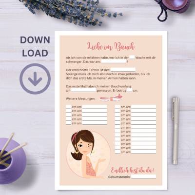 Schwangerschaft Dokumentation Bauchumfang Wachstum - Download zum Ausdrucken
