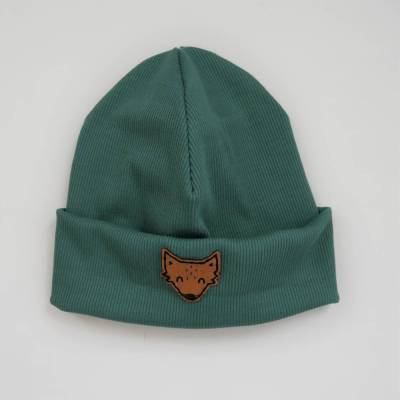  Beanie mit TierLabel aus Rippenjersey  in 5 Farben und 5 Labelmotiven 46-53 cm KU von zimtblüte