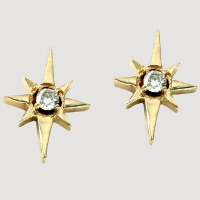 1-2 Anhänger/charms, Nordstern Hexagramm mit Zirkon, 18K vergoldet,11x13mm