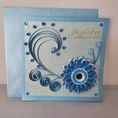 Grußkarte in der Quilling Technik, Klappkarte, Handarbeit