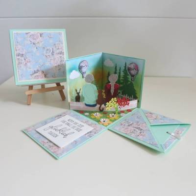 Explosionsbox Geburtstag mit Katze – Geschenkbox für Freundschaft & Glückwünsche