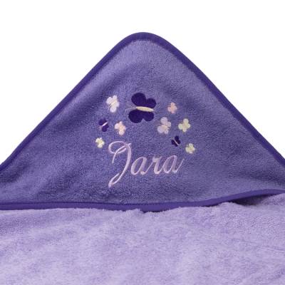 Kapuzenhandtuch mit Namen, Motiv Schmetterling, Babyhandtuch personalisiert, Badehandtuch mit Kapuze, Geschenk zur Taufe