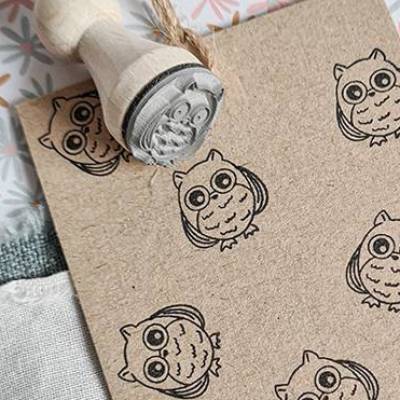 Eule - Ministempel 1,5 cm Durchmesser - Motiv: 1200