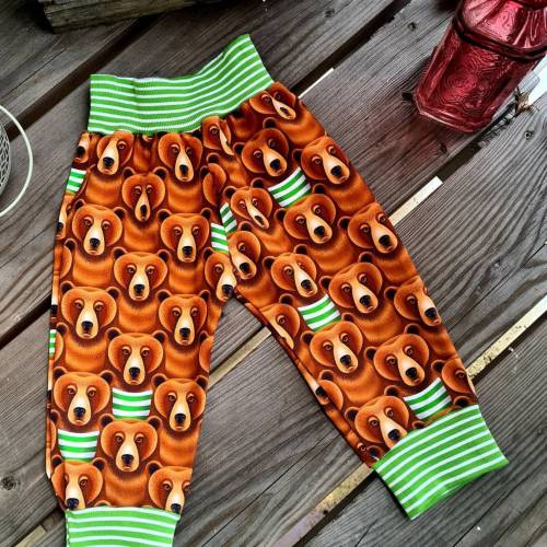 Pumphose Mitwachshose Babypumphose Kinderpumphose Bär Bären Braun Grün 86/92