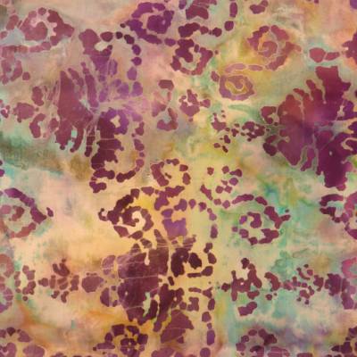Batikstoff - Patchworkstoff in lila, türkis, braun in sich gemustert