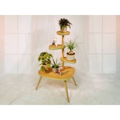 Blumentreppe / Blumenbank / Blumentisch Light Oak – Design 60er Jahre