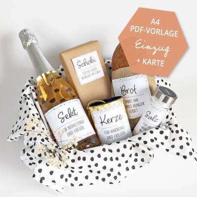 Einzugsgeschenk | Einweihung | Richtfest | Umzug | Salz Brot Wein | Karte | Druckvorlage A4 | Datei | PDF Vorlage