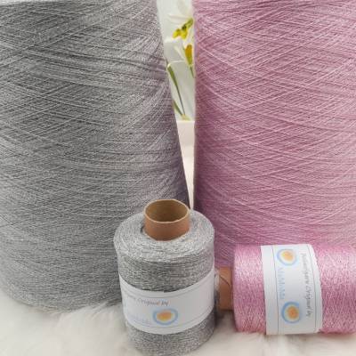 (GP 139,80/KG) ஜ Glitzergarn Rosa ஜ oder hellgrau für Bobbel Farbverlaufsgarn Lacegarn Glitzer Häkeln Strick