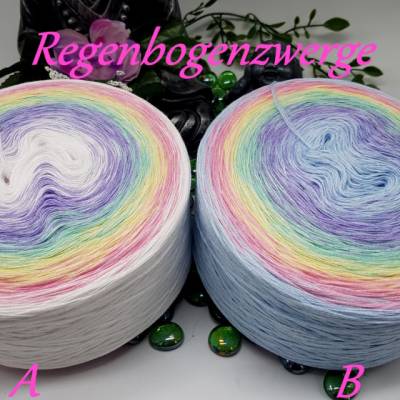 (€2,00/100m)  4 fädig  ** Regenbogenzwerge** Farbverlaufsgarn / Bobbel / Wolle  
