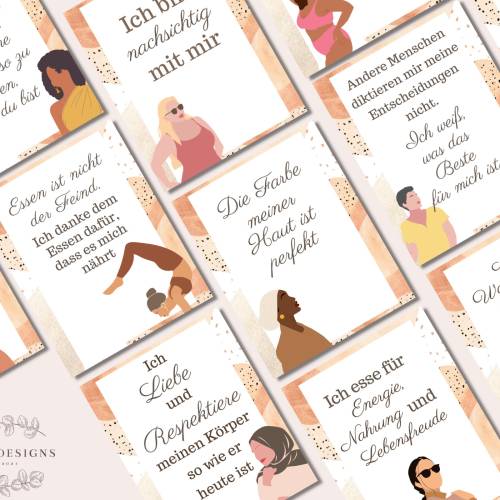 Kartenset Body Positivity für Frauen,  20 Glaubenssätze für mehr Selbstliebe und Zufriedenheit im Alltag