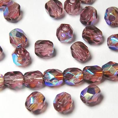 50 Glasschliffperlen 4mm light amethyst. Diy Material BuntMixxDIY
