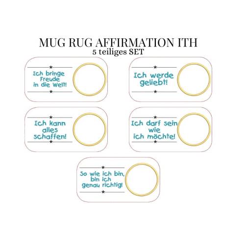 Stickdatei Mug Rug Affirmation ITH Tassenteppich