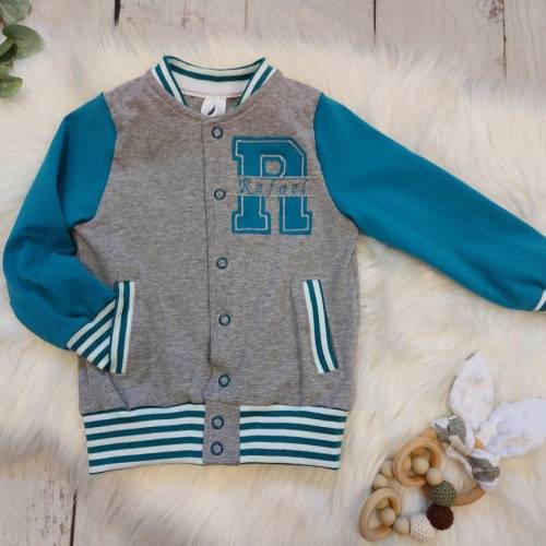 Collegejacke petrol, personalisierbar, Gr. 68-152