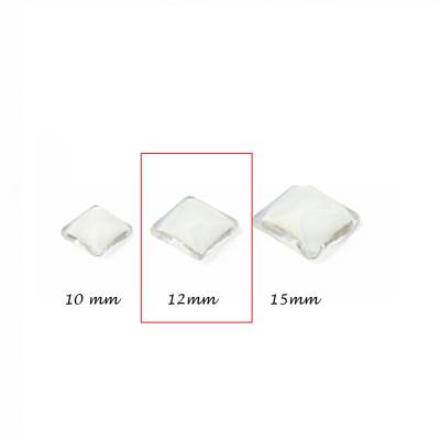5/10/25 Glas-Cabochons, klar, quadratisch, 12mm, zum Selbstgestalten.