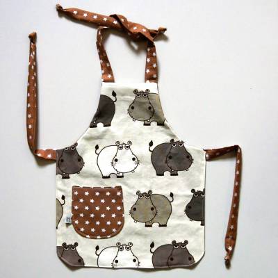 VERSANDFERTIG! Kinderschürze NILPFERD zum kochen, backen, basteln, malen von zimtblüte