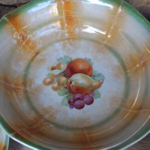 7 tlg Set Schüssel + Dessertschalen Obstdekor Spritzdekor Porzellan 30er 40er Jahre Bild 2