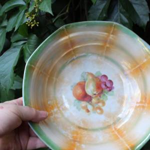7 tlg Set Schüssel + Dessertschalen Obstdekor Spritzdekor Porzellan 30er 40er Jahre Bild 8
