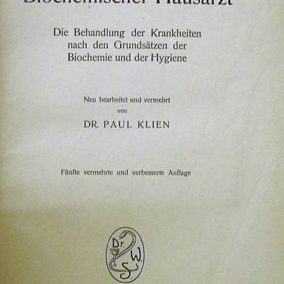 Schneider Biochemischer Hausarzt, Leipzig 1924,