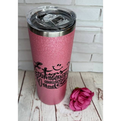 Sehr schöne bedruckte Glitzer Thermobecher, Becher, To Go, lustiger Spruch,Geschenk
