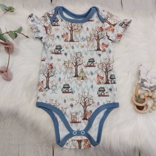 Body, Kurz- oder Langarm, forest friends blau, Gr. 50-110