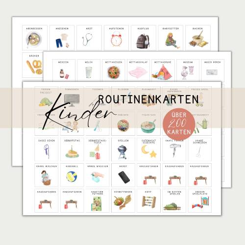 Routinekarten Kinder digital, für Wochenplan Tagesplan Kinder Montessori A4 + A3  , PDF sofort Download zum Ausdrucken