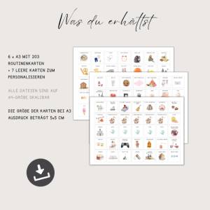 Routinekarten Kinder digital, für Wochenplan Tagesplan Kinder Montessori A4 + A3  , PDF sofort Download zum Ausdrucken Bild 3